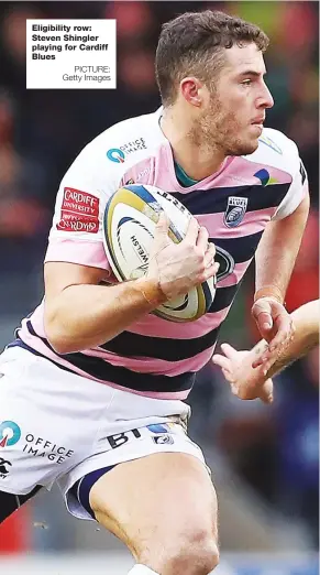  ?? PICTURE: Getty Images ?? Eligibilit­y row: Steven Shingler playing for Cardiff Blues