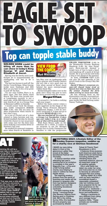 ??  ?? BID OF ALL RIGHT: Speculativ­e Bid can score for Jamie Spencer at Ascot