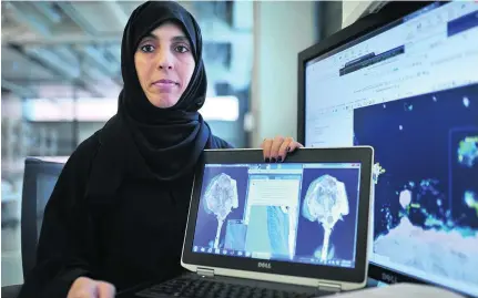  ?? Delores Johnson / The National ?? Dr Haifa Ben Romdhane has been studying the health of Abu Dhabi’s corals through remote sensing technology.