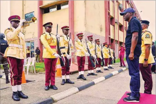  ??  ?? Governor Babajide Sanwo-Olu inspecting the LASTMA parade