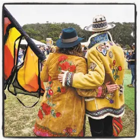  ?? Photos by Catherine Bigelow / Special to The Chronicle ?? Chelsea Argabrite (left) and Jonathan Bloch in embellishe­d flea market jackets.