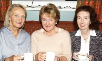  ??  ?? Claire Benner, Ita Behan and Colette Tracey enjoying their cup of Coffee on the Kerry Hospice Coffee Morning in Na Gael,GAA Club,Tralee on Thursday.