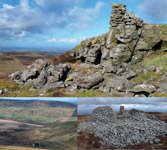  ?? ?? Cribyn & N escarpment from Pen y Fan [Captions clockwise from top] Cairn at the top of the initial climb; Cold Fell’s summit; Geltsdale