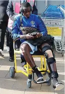  ??  ?? Injury scare: Bailly yesterday