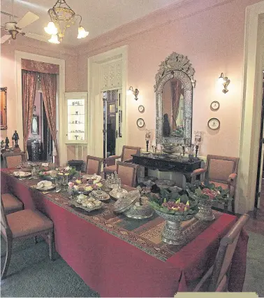  ??  ?? LEFTSilver dinnerware bearing the royal emblem of Queen Saovabha Phongsri. Chakrabong­se House.