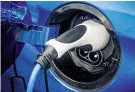  ??  ?? CHARGING Topping up the batteries is simple and can be done from a three-pin household plug. Use a fast charge point and the Ioniq can jump to 80 per cent full in just over 30 minutes. Total range is 174 miles