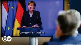  ??  ?? German Chancellor Angela Merkel gave the speech virtually due to the coronaviru­s pandemic