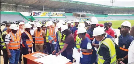  ??  ?? FIFA and NFF officials inspecting the Samuel Ogbemudia Stadium in Benin City on Tuesday evening