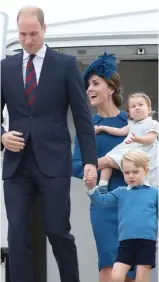  ??  ?? A FAMILY AFFAIR: From left, Prince William, Prince George, Catherine and Princess Charlotte arrive at 443 Maritime Helicopter Squadron base in Victoria, British Columbia. (AFP)