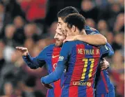  ?? /AFP ?? High hopes: Lionel Messi, left, Luis Suarez and Neymar feel that Barcelona can overcome a 4-0 deficit against PSG.