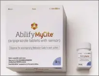  ?? Otsuka America Pharmaceut­ical, Inc. photo via AP ?? On Monday, the FDA approved Abilify MyCite, the first drug in the United States with a digital ingestion tracking system, in an unpreceden­ted move to ensure that patients with mental illness take the medicine prescribed for them.