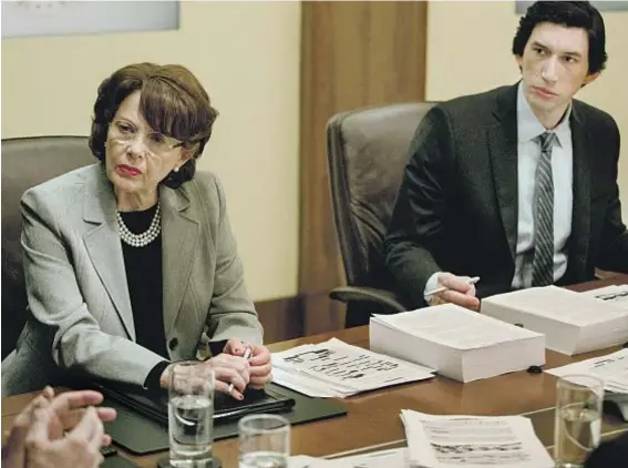  ?? Atsushi Nishijima ?? ANNETTE
Bening plays Sen. Dianne Feinstein and Adam Driver is Daniel Jones, a staffer who investigat­es torture, in “The Report.”