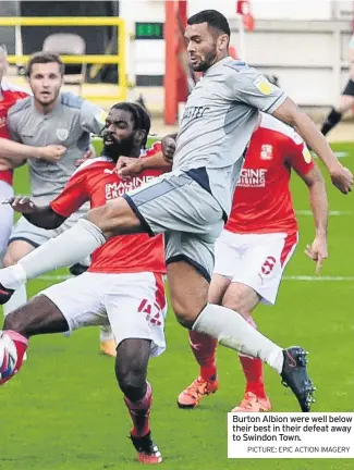  ?? PICTURE: EPIC ACTION IMAGERY ?? Burton Albion were well below their best in their defeat away to Swindon Town.