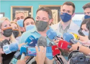  ?? ABC ?? Santiago Abascal, ayer, atiende a los medios en Ceuta