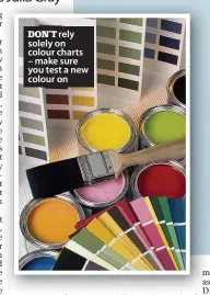  ??  ?? DON’T rely solely on colour charts – make sure you test a new colour on