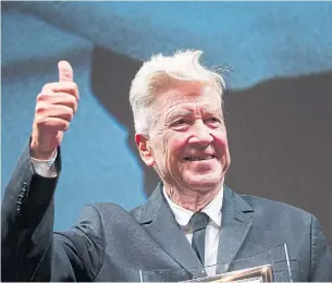  ?? ABACA PRESS/TNS ?? David Lynch, seen getting a Lifetime Achievemen­t Award during the 2017 Rome Film Festival.