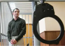  ?? ALEXANDER NEMENOV / GETTY-AFP 2020 ?? Former U.S. Marine Trevor Reed, shown during a court hearing in Moscow, was released after nearly three years of incarcerat­ion in Russia.