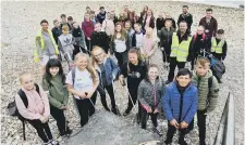  ??  ?? Seaham High School staff and pupils set for a litter pick at Acre Beach.