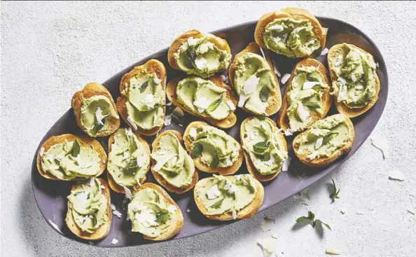  ??  ?? Puréed Fava Beans with Crostini features a legume that Tembi Locke’s husband had planted.
Photos: Stacy Zarin goldberg/the Washington Post