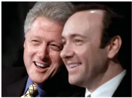  ??  ?? Famous friend: Spacey with then-president Bill Clinton in 2000