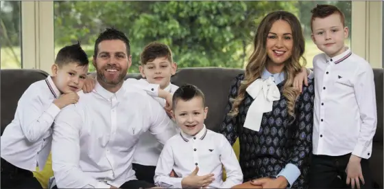  ?? Photo: Fergal Phillips ?? Former Miss Ireland Lisa O’Sullivan Shaw, originally from Ballyduff, with her husband Jamie and their four boys: Callan (8), Dillon (6), Rian (5) and four-year-old Rhys. Lisa is back enjoying life again after undergoing her second round of open-heart surgery.