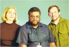  ?? U-T FILE PHOTO ?? From left, Sandra Dibble, Greg Gross and John Gibbins — U-T journalist­s who all covered Tijuana at the same time — are shown in this 1997 photo.