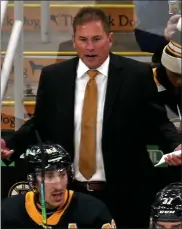  ?? Stuart cahill / boston herald File ?? bruins head coach bruce cassidy questions the refs during a game against the panthers at the Garden on saturday.