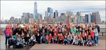  ??  ?? Heritage Middle School chorus and drama teacher Amy Carter took 55 students and 43 parents and grandparen­ts on a trip to New York City in March to attend a Broadway workshop and see the city. (Photo/ Angela Simpson)