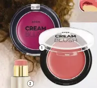  ?? ?? 1 Avon Cream Blush in Plum Pop and Peach, R165 each 2 Stila Complete Harmony Lip & Cheek Stick in Sheer Peony, R475