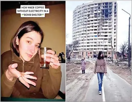  ?? SCREENSHOT­S FROM VALERIA SHASHENOK/TIKTOK ?? Valerie Shashenok continues to make videos for TikTok from war torn Ukraine.