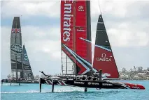  ?? PHOTO: TEAM NZ ?? Team New Zealand and Ben Ainslie Racing get into a drag race in Bermuda.