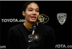  ?? MATTHEW JONAS/STAFF PHOTOGRAPH­ER ?? University of Colorado Boulder volleyball player Sterling Parker speaks to reporters during media day at the Dal Ward Athletic Center on Aug. 13, 2021.