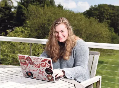  ?? Tyler Sizemore / Hearst Connecticu­t Media ?? Sacred Heart Greenwich senior Piper Gilbert at her home in Greenwich on Monday. Gilbert recently completed a remote internship with NASA over the summer.