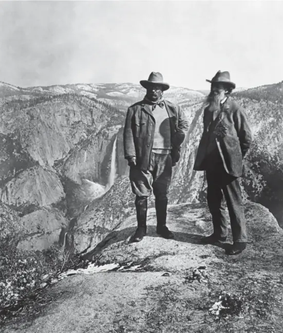  ?? © Bettmann Archive ?? Theodore Roosevelt en John Muir, bergkompan­en.