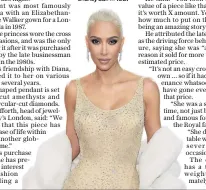  ?? ?? Kim Kardashian, below, who has snapped up a pendant famously worn by Diana, Princess of Wales, right, at a charity ball in 1987