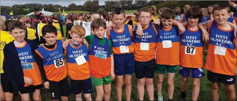  ??  ?? West Muskerry AC Boys U12 team, Ronan O’Neill, Conor Hourihan, Ronan Duggan, Dan Lyons, Conor Nash, Ciaran O’Sullivan, Mark Andrew Dineen, Finn Yore and Rory McElroy, who competed in the County Even Age Cross Country Championsh­ip last Sunday in Liscarroll.