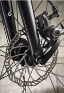  ??  ?? Below Promax disc brakes are adequate performers but do add weight Bottom RD30 wheels are wrapped up in Schwalbe Lugano rubber