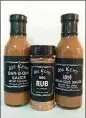  ??  ?? Joe Kem’s Bar-B-Que Sauce and BBQ Rub.