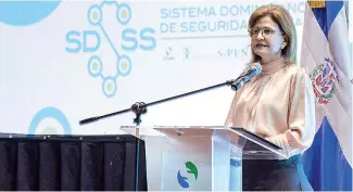  ?? F.E ?? Raquel Peña, vicepresid­enta de la República, durante presentaci­ón del plan del SDSS .