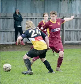  ??  ?? Jordan Carter scored a second half goal - his first of the season – when the Dragons played Lang Lang in the men’s reserves.