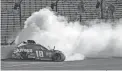  ?? JOHN CHILTON/FOR INDYSTAR ?? Monster Energy NASCAR Cup Series driver Kyle Busch crashes in Turn 1 during the Brickyard 400 at Indianapol­is Motor Speedway in 2017. NASCAR racing at IMS hasn’t been competitiv­e or compelling for years — with the possible exception of last year’s late chaos — making it easy for fans to ignore it.