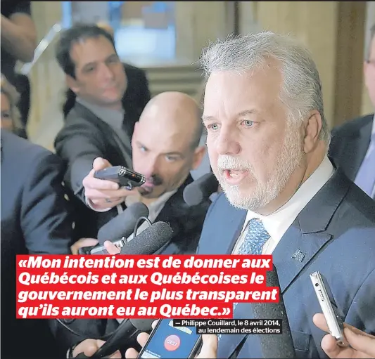  ??  ?? Le premier ministre Philippe Couillard a décidé de contrôler le message de ses troupes en interdisan­t à ses ministres de parler aux représenta­nts de la presse avant d’avoir reçu les « lignes du jour » du parti.