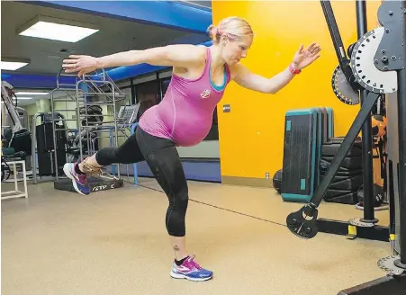  ??  ?? Cross-country skier Kikkan Randall trains while pregnant in Anchorage, Alaska, in 2016. Randall, the only mother on the U.S. Olympic Team, couldn’t bring her toddler to Pyeongchan­g because of accommodat­ion costs, and says more could be done to support...