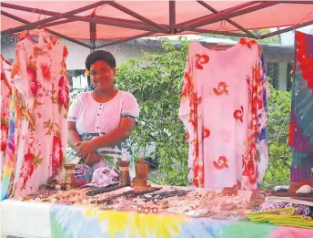  ?? Picture: ANASEINI DIMATE ?? An entreprene­ur from Sawani Village displays her handicraft­s at the village last month.