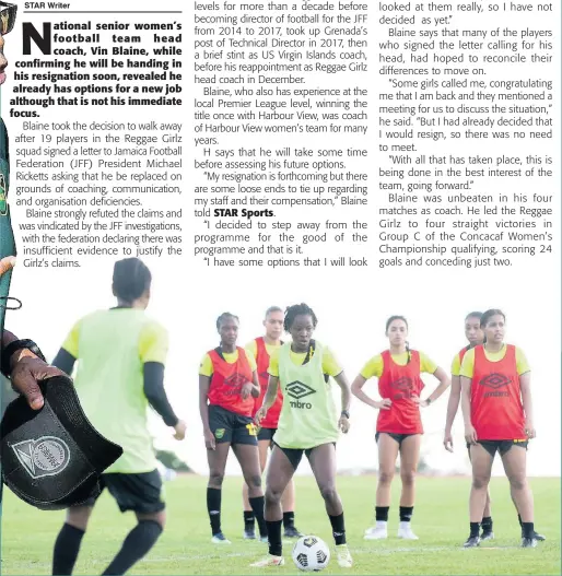  ?? FILE ?? Jamaica’s Reggae Girlz in a training session at Stadium East in St Andrew on Tuesday, February 15.