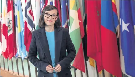  ??  ?? Millie Bobby Brown, the teenage star of Netflix series Stranger Things, poses at UN headquarte­rs in New York.