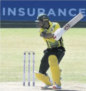  ?? (Photos: CWI Media/philip Spooner) ?? Jamaica Scorpions batsman Brandon King made 58 in Wednesday’s semi-final defeat to Trinidad and Tobago Red Force.