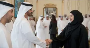  ??  ?? Sheikh Mohamed receives a representa­tive from the UAE Space Agency at the Sea Palace. — Wam