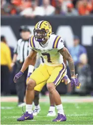  ?? SPORTS MARK J. REBILAS/USA TODAY ?? LSU safety Grant Delpit gets ready for a play against Clemson in the College Football Playoff championsh­ip game Jan. 13.