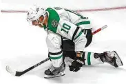  ?? Bruce Bennett / Getty Images ?? The Stars’ Corey Perry celebrates after scoring the game-winning goal against the Lightning in Game 5.